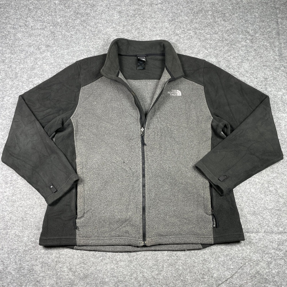 The North Face Fleece Jacket Mens XL Grey Black FlashDry Full Zip Outdoor Soft